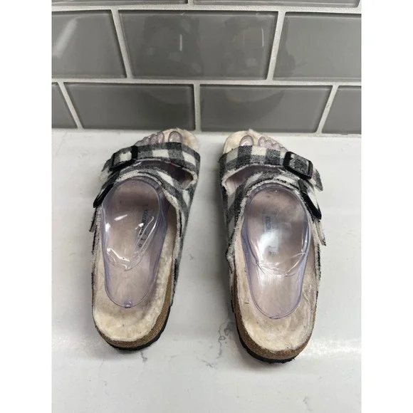 BIRKENSTOCK‎ Arizona Rivet Shearling  Sandals Plaid Fall Winter Size 9 - Picture 4 of 8